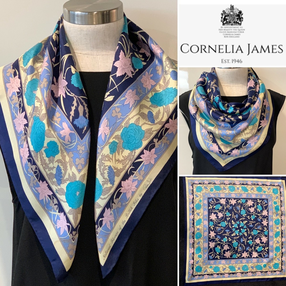 超レアCORNELIA JAMES コーネリアジェームズ　シルクスカーフ シルクスカーフ