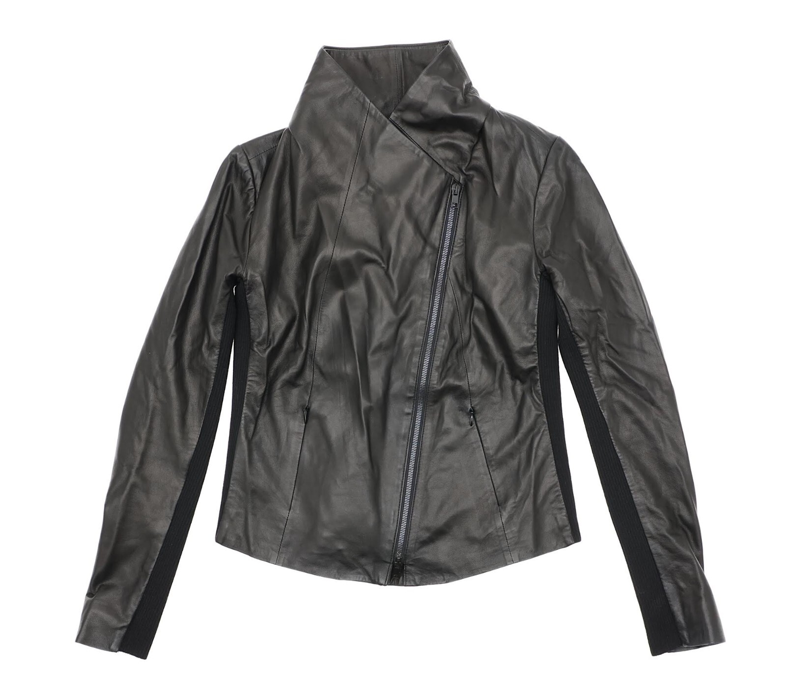 Signature L142314 Womens Black Leather Jacket Size S