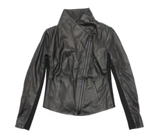 Signature L142314 Womens Black Leather Jacket Size S