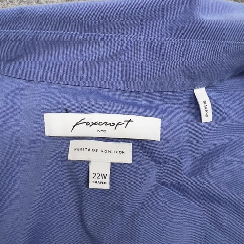 Foxcroft Top Damen 22W blau geformt NYC Heritage bügelfrei 3/4 Arm Kragen - Bild 4 von 11