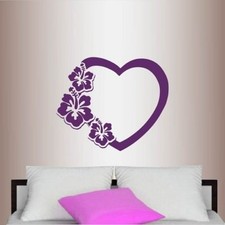 Vinyl Decal Pretty Heart Cute Flowers Love Bedroom Living Room Wall Sticker 1899