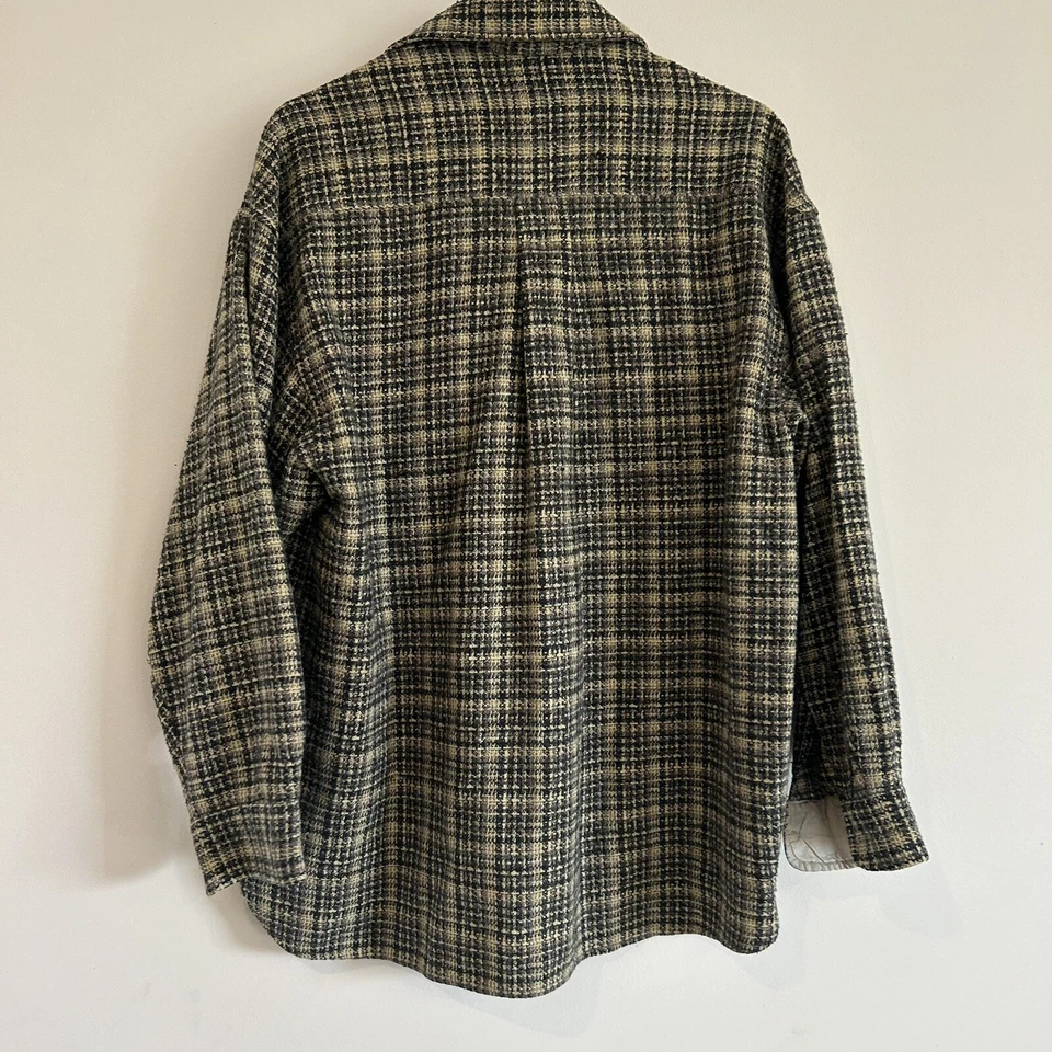 Camisa De Colección Firetrap Índigo a Cuadros Talla L Grunge Denim Línea Mezcla de Lana Abotonada Foto 2 de 4