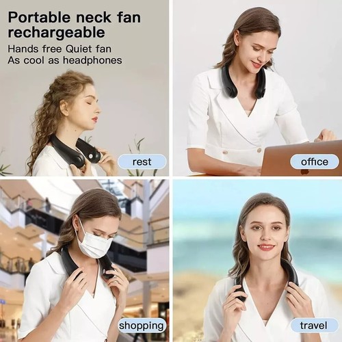 Mini Neck Fan Portable Hanging USB Rechargeable Air Cooler Bladeless Fan - Picture 9 of 44