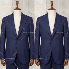 Regular Fit Men's Suit Navy Blue Offical 2Pcs Business Formal Tuxedo Jacket