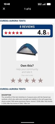 Eureka Aurora Two-person Tent With Chair And Frame Pack!! Great Condition