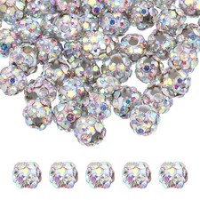 50 Pcs 4mm White AB Color Rhinestone Polymer Fancy Beads for DIY Jewelry Making