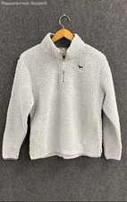 PINK Victoria's Secret Women's Sherpa Fleece Quarter Zip Pullover Gray Logo Sz S