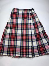 Women 12 Pure New Wool England Kilt Skirt Plaid Costume Preppy Vintage