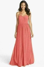 JENNY YOO Aidan Convertible Strapless Chiffon Gown Sz 10 Coral