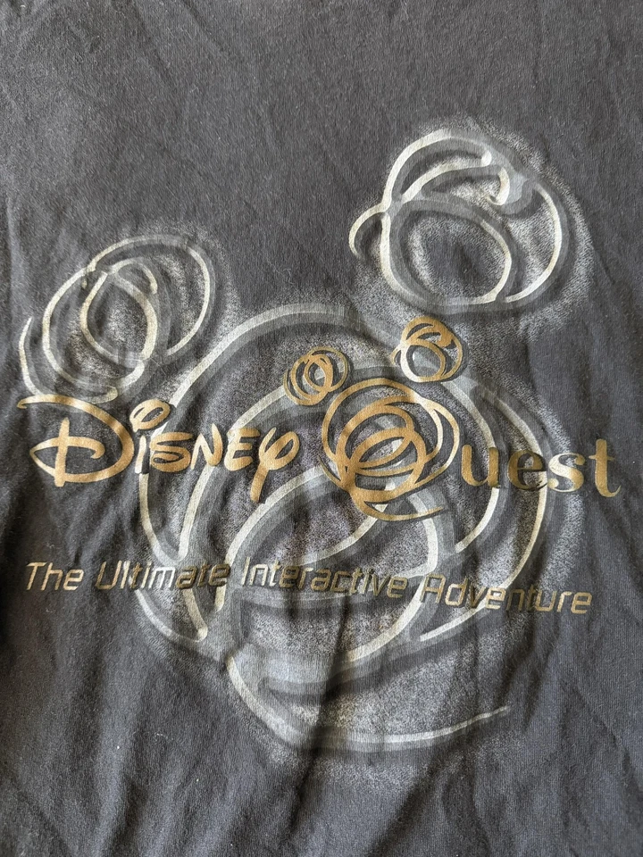 Винтажная интерактивная приключенческая рубашка Disney Quest большой черный тематический парк Микки - Изображение 2 из 4