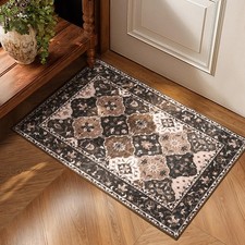 Moroccan Washable Rugs for Entryway, Faux Wool 2x3 Small Area Rug for Kitchen
