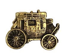 Vintage Wells Fargo Stagecoach Employee Lapel Pin Tie Tack Gold Tone Tiny