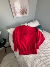 90s Vintage Sweatshirt Guess Jeans Red USA Embroidered Crewneck sz XL