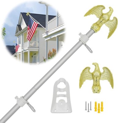 6FT Flag Pole for Outside House, 3/4 inch Diameter Aluminum Flag Pole with Ea...