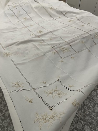 Made Italy New 70”x104” Tablecloth (12) Napkins White Embroidered Italian Set - 第 4/20 張圖片