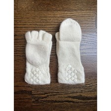 Lilu warm knit pom ball half finger winter fingerless gloves mittens Sz. 8 wool