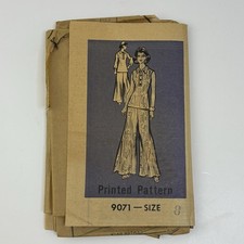 Bell Bottom Pants Shirt Collar Size 8 Pattern 9071 Wide Leg Vintage CUT