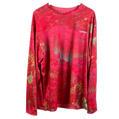 Magellan Outdoors Xtreme Reversible Red Camo UPF 50 Long Sleeve Fishing Shirt XL