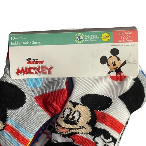Disney Junior Mickey Mouse Toddler Ankle Socks 10 Pack Boys Size 12-24 Months - Picture 3 of 3