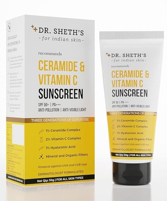 Dr. Sheth's Ceramide & Vitamin C Sunscreen SPF 50+ PA+++  Summer | 50 grams