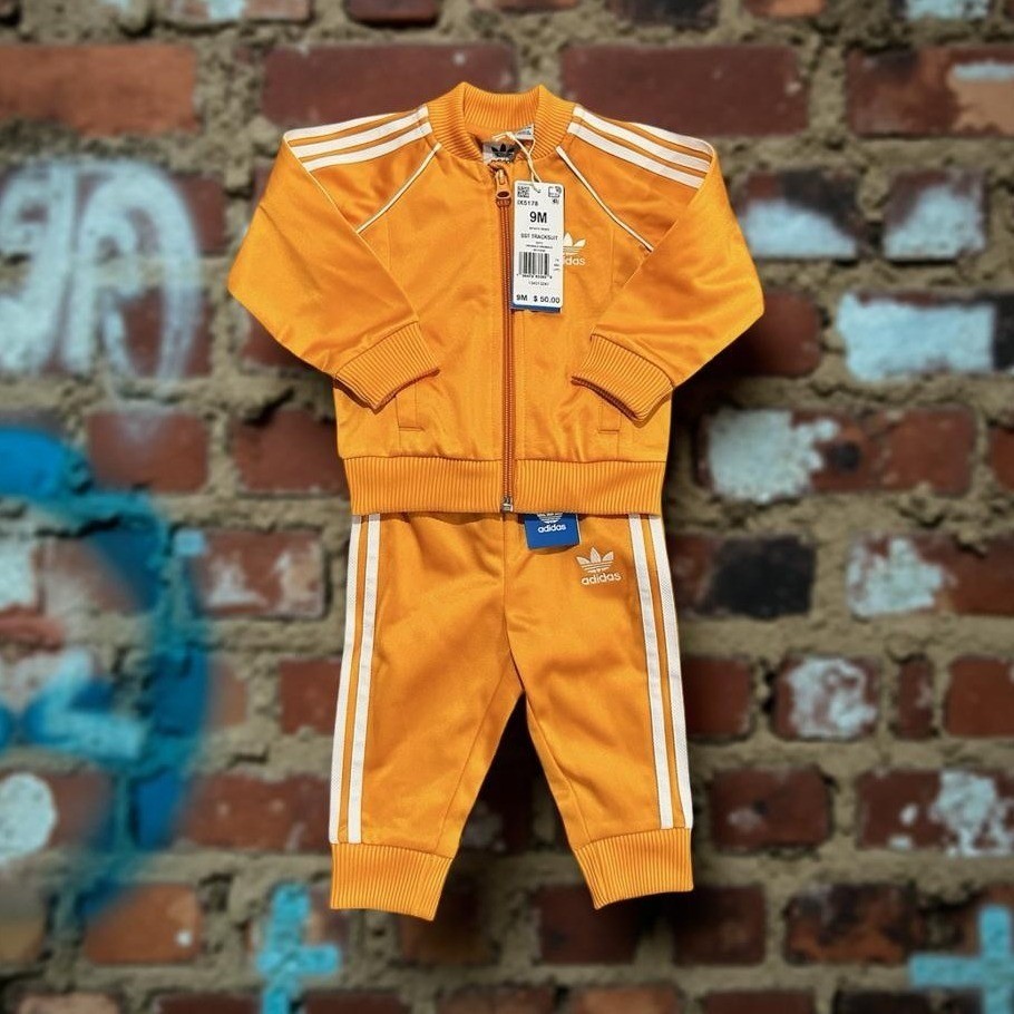 Adidas Infantes SST Chándal Naranja 3 Rayas 2 Piezas Niño Bebé Talla 9M