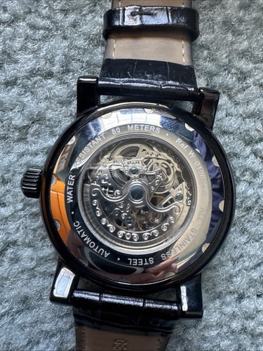 Wohler Men's Black/Silver Dial Black Leather Band Watch W-0198-006 With Case - Picture 5 of 7