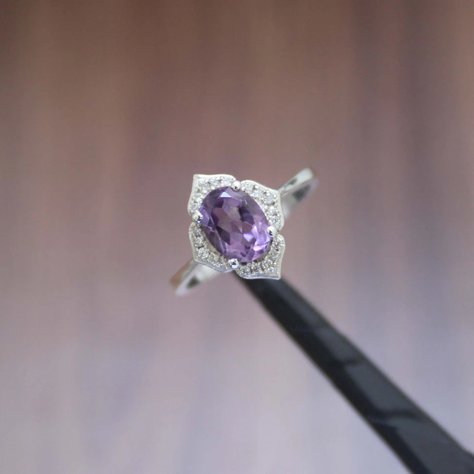 Natural Amethyst Gemstone Ring For Women Solid 925 Sterling Silver Ring - Image 3 of 4