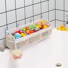 Original 3 Compartment Horizontal Large Openings Bath Toy Organizer for Tub, ...
