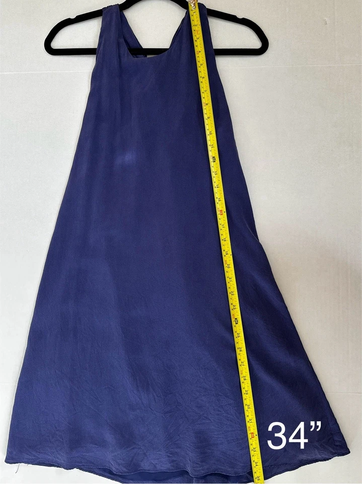 Vestido sin mangas Cynthia Rowley 100 % seda azul nudo corredor espalda para mujer talla 2 vintage” Foto 4 de 4