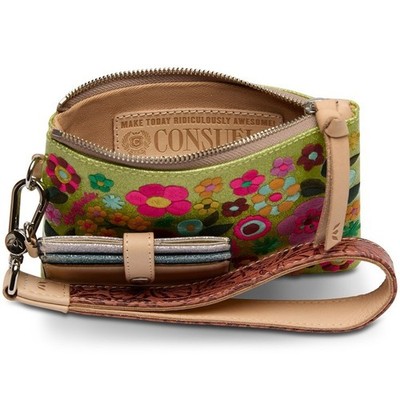 Consuela Buzzy Combi Pouch w/Wristlet Loop, Glitter + Embroidery NWT