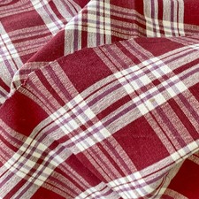 Burgundy  Purple plaid check fabric material French heavy weight cotton materi