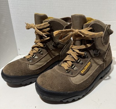 Salomon Women s Leather Hiking Boots Size 8 Conta Grip Trail Rugged Tan