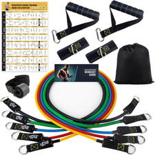 Resistance Bands Set w/ Handles Door Anchor Ankle Straps Home Gym Workout Kit