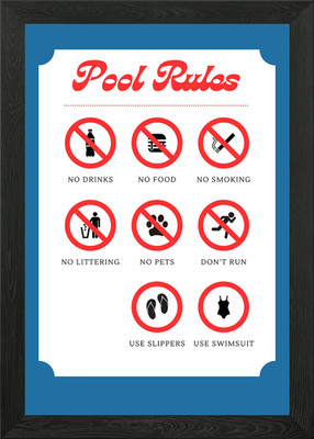 Pool Regeln Schild gerahmt Wandbild Poster Leinwanddruck Bild