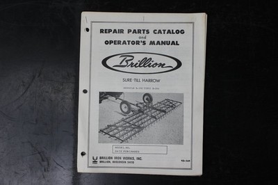 Brillion Sure-Till Harrow Repair Parts Catalog Operator Manual S-102 S-266
