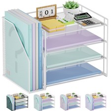 Desk Organizer and Accessories 4-Tier Paper Letter Tray Organizer with File H...