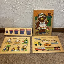 Vintage Wooden Puzzle Lot Fisher-Price 1970s - Lot of 3  Buckets puzzle