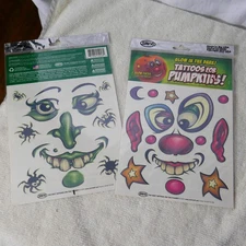 2 Savvi Glow in the Dark Pumpkin Tattoos Pumpkin Face Decorations 