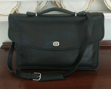 COACH 5265 BLACK GLOVE LEATHER NICKEL HARDWEAR MESSANGER BRIEF CASE BAG EUC