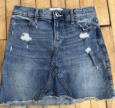 Abercrombie Kids Distressed Denim Skirt Size 13/14 Raw Hem Vintage Y2K