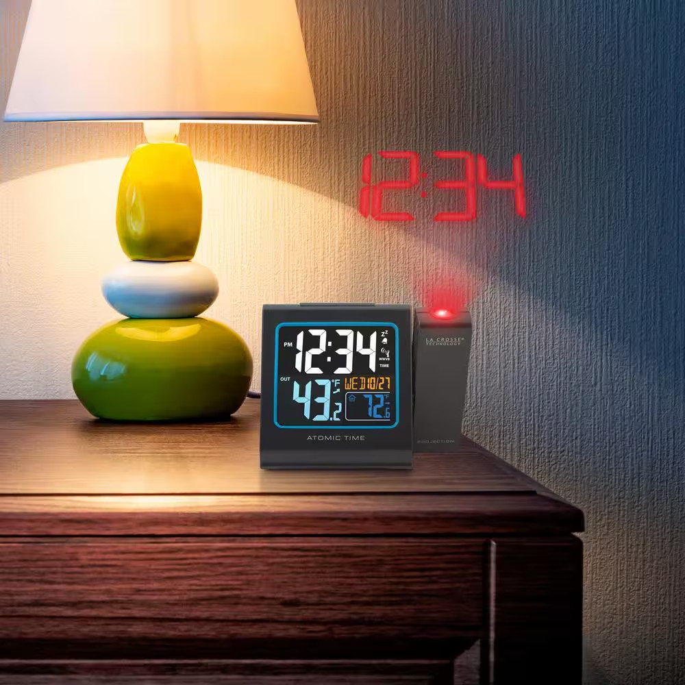 Clock 5 in. Color Projection Atomic Digital Alarm Outdoor Sensor Temperature
