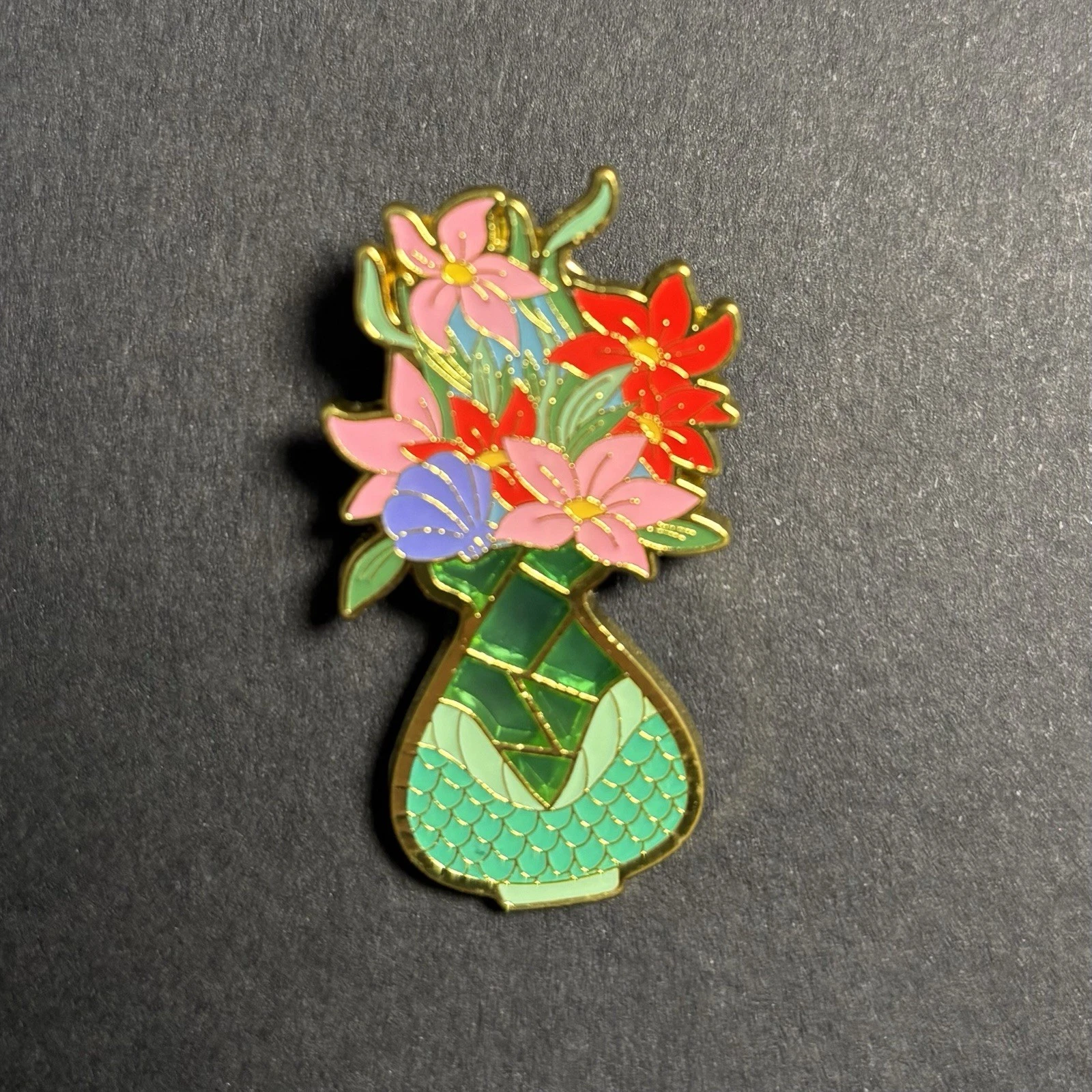 Loungefly Disney Princess Flower Vase Stained Glass Blind Box Enamel Pin-Ariel