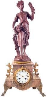 ANTIKE Französische Kaminuhr Figurenuhr Bronze Marmor Charles Octave LEVY 58 cm
