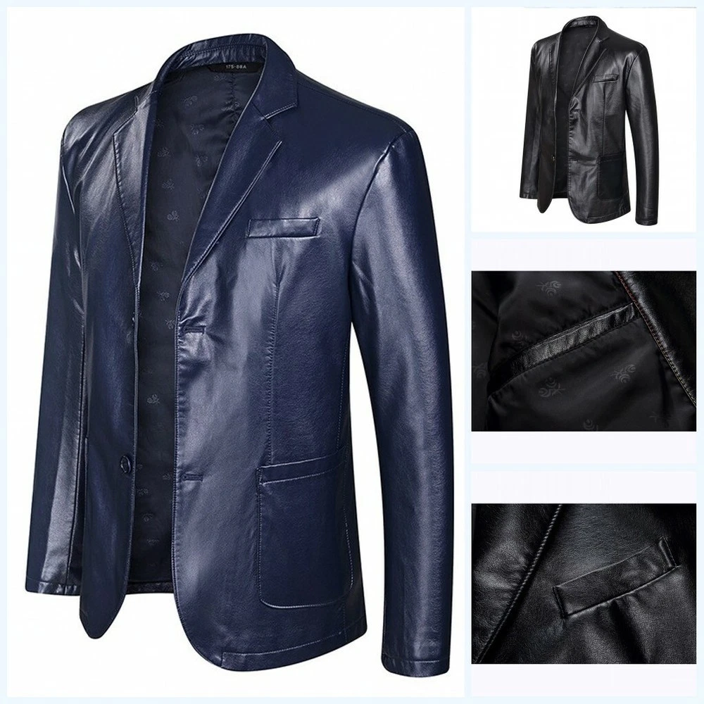 Casual Men's Business Blazer Coat Leather Jacket Two Buttons Nightclub Slim Fit
Opens in a new windo