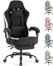 Computer Gaming Chair - High Back Ergonomic Desk Chair with Footrest and Lumbar 