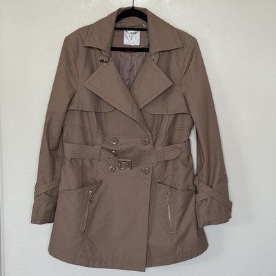 Jasper Conran Trench Jacket Taupe Belted Coat Size 14 UK Designer 