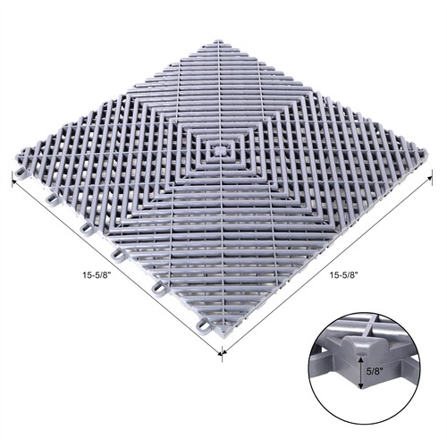 25pcs 15.6x15.6" Plastic Interlocking Modular Garage Flooring Tile Drainage Tile - Afbeelding 25 van 29