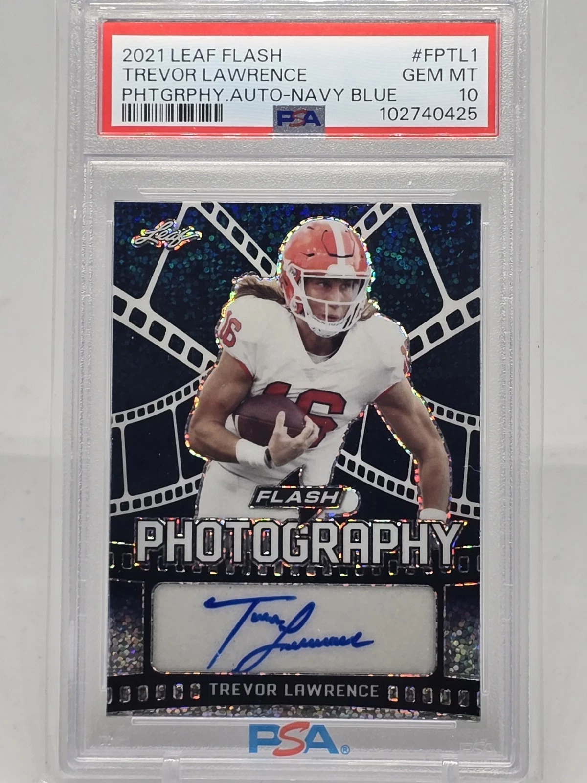 Trevor Lawrence Leaf Flash Photography Autographs #FPTL1 Navy Blue