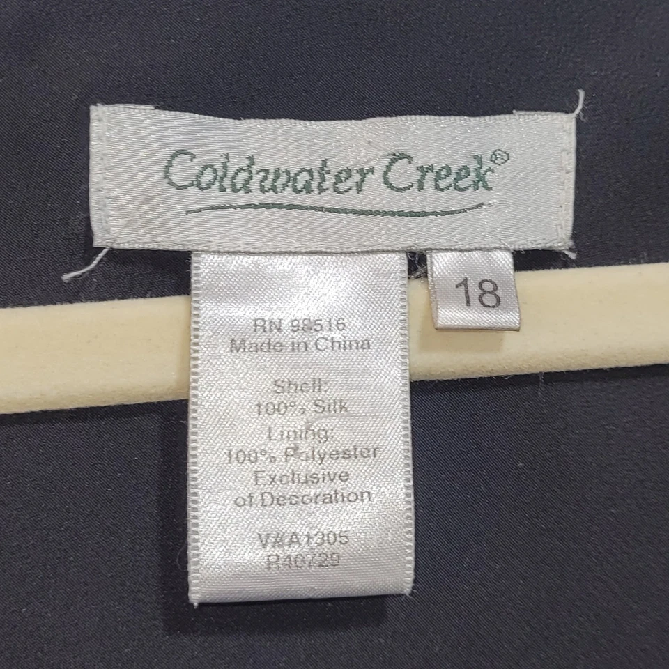 Coldwater Creek Silk Dress Sheer Overlay Party Cocktail Dress Black Beige 18 - Image 2 of 4