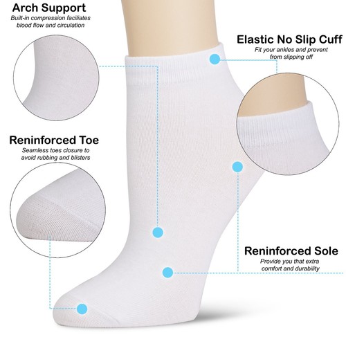 6-12 Paar niedrig geschnittene unsichtbare Freizeitsocken aus Baumwolle für Herren Damen Größe 9-11 10-13 - Bild 9 von 15